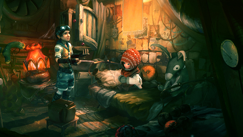 Inside the bunker, Noah calms Renie by acting out the events of The Whispered World, a clever way to recap.